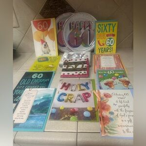CELEBRATE 🎉 A 60TH BIRTHDAY 🎉CARDS/PLATES/NAPKINS🎉 60🖤60🖤